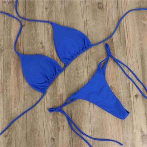 Swim Wear Summer Sexy Solid Mirco Bikini Sets Women Tie Side G-string Thong Swimsuit Female Bandage Bathing Suit Brazlian Swimwear BiquiniL240115