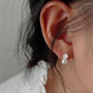 Stud Earrings VENTFILLE 925 Sterling Silver Pearl Crystal Earring For Women Rotundity Sweet Romantic Jewelry Birthday Gift Drop
