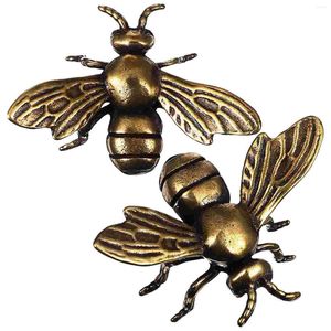 Garden Decorations 2 Pcs Bee Decors Ornament Brass Figurine Fake Bees Metal Ornaments Desk Figurines Home Decor