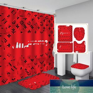 Quality Letters Toilet Seat Covers Bath Shower Curtains Set Non Slip Toilet Mats Fashion Bathroom Accessories Home Decor