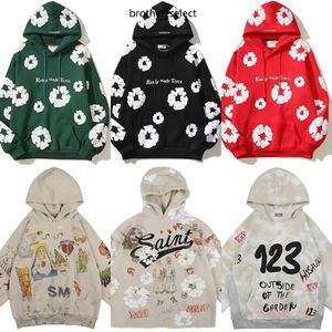 Erkek Hoodies Sweatshirts Tasarımcı Hoodie Erkekler Sweatshirt Street Giyim Hip Hop Hazır Gözyaşları Hoodie Kapok Mens Hoody Denim Tear Uzun Kollu Graffiti Külkü