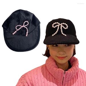 Ball Caps Women Pearl Bowknot Cap Baseball Cap Autumn Teens Girl Cord Sunproof Hat Lady Casual Outdoor Sports Sport