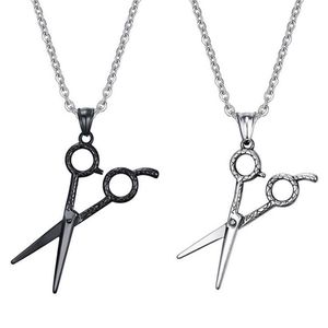 Cool Mens Scissors Stylist Necklace Jewelry Stainless Steel Barber Tools Shaped Pendant Male Jewelry Chain272b