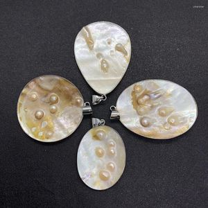 Pendant Necklaces Natural Oval Shell Baroque Mother Of Pearl Charming Women's Necklace Jewelry Making DIY Accessories 36-50mm