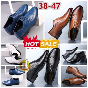 Models Formal Designer Dress Shoes Mans Black Blue white Leather Shoes Point Toe partys banquet suit Men's Business heel designer Shoes EUR 38-47