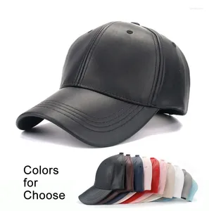 Boll Caps Candy Color High Quality Pu Leather Baseball Justerbar Pure Color Women Casquette Varma hattar