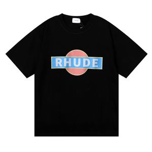 Marka Rhude T Shirt Designer Shirt Men Shorts Drukuj biały czarny S M L XL Street Cotton Fashion Youth Mens Tshirts Tshirt 97