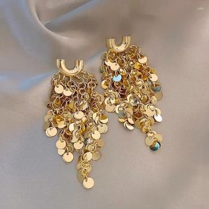 Dangle Earrings European And American Wind Heavy Industry Round Long Tassel Geometric Metal U-shaped Fashion Jewelry Gifts