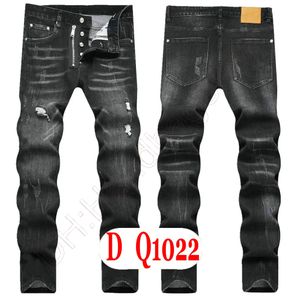 Mens Jeans Luxury Italy Designer Denim Jeans Men Embroidery Pants DQ21022 Fashion Wear-Holes splash-ink stamp Trousers Motorcycle riding Clothing US28-42/EU44-58