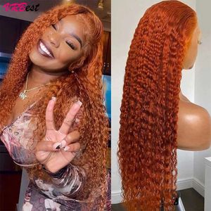 Ginger Orange Lace Front Wig Deep Wave Curly Full Lace Front Human Hair Wigs Water Wave HD Lace Frontal Wig Factory Price240115