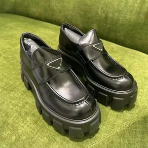 Monolith Designer-Loafer, matt, runde Zehenpartie, einteilig, für Damen, lässig, rutschfest, Oxford-Schuh, dick, dreieckig, Schwarz, Weiß, Leder, Abendschuhe