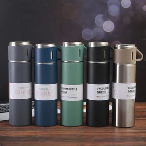 500ML Stainless Steel Vacuum Flask Gift Set Office Business Style Thermos Bottle Outdoor Water Thermal Insulation Couple Cup 240115