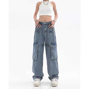 Women's Jeans American retro design lti poet women jeans men and women summer high street straight cargo pants trendy in streetwearyolq