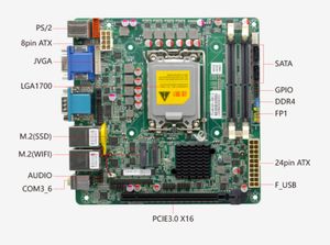 H610 12./13. Core I3/i5/i7/i9 LGA1700 CPU IPC MINI-ITX Płyta główna DDR4 z 6*COM 2*LAN I226V