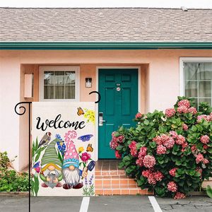 Gnome Flag Garden Courtyard Welcome Flags Welcome Beach Yard Banner Materiał lniany P224