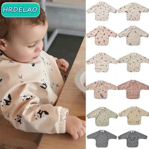 Danish Longsleeved Pu Reverse Clothing Baby Dining Clothes Bib Super Soft Waterproof Bag Antidirt Feeding 240115