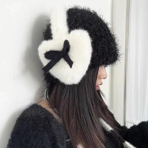 Berets coração arco nó fofo orelha muffs tampões de proteção fria mulher capa de pelúcia earmuffs quentes fones de ouvido y2k acessórios presentes