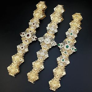 Sunspicems marockansk stil metallkvinnor midja bälte justerbar längd brud bröllop smycken guld färg kristall klänning kaftan bälte 240115