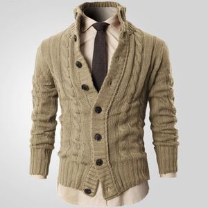 Moda de negócios masculino malhas venda quente gola alta cardigan camisola casual jaqueta de lã