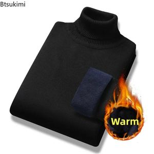 Suéter básico outono inverno para homens, pulôver casual, gola alta quente, veludo, grosso, sólido, slim, camisa de fundo homme 240115