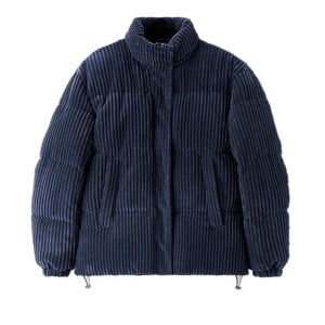 Męskie Down 2024 Winter Men Fashion Blue Corduroy Parka Płaszcz Casual Pockets ciepła bawełniana kurtka znana