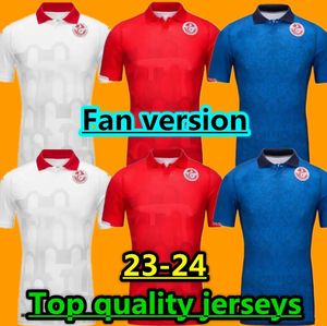 2024 Tunísia Seleção Nacional Mens Futebol Jerseys 24 25 STUNISIE LIMANE MSAKNI KHENISSI HANNIBAL MAALOUL SLITI Home Away 3º AZUL Camisas de Futebol Aldult Homens Uniformes