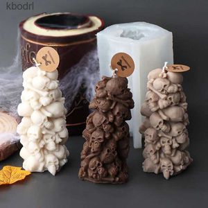 Craft Tools 3D Halloween Stacking Skull Candle Silicone Mold Abstract Skull Statue Plaster Candle Resin Making Mould Halloween Decor Gifts YQ240115