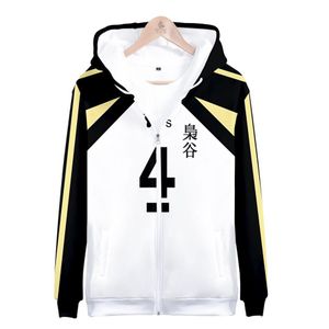 Japão anime haikyuu fukurodani 3d hoodies moletom masculino akaashi keiji bokuto koutarou zíper jaqueta com capuz cosplay costume333h