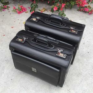 Koffer Carrylove 19 Zoll echtes Rindsleder Airline Pilot Trolley Gepäck Kabinenkoffer Reisetasche für Business Q240115