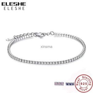 Chain EleShe 925 Sterling Silver Tennis Charm-armband för kvinnor med kubiska zirkoniumlänkskedja Anti-allergi Sterling-silver-jewelry YQ240115