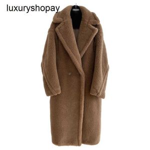 Designer maxmaras teddy bear casaco feminino cashmere casacos de lã inverno 2024 nova m família partícula integrada comprimento médio sma