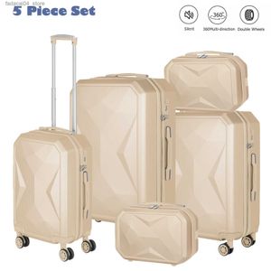 Valigie Set di valigie 5 pezzi Valigia cosmetica Valigia da viaggio Valigia da imbarco portatile con ruote Sipnner a 360 gradi Q240115