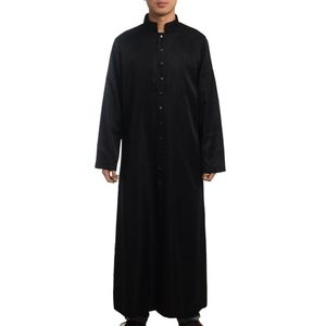 Roman Priest Cassock Costume Katolska kyrkans prästerskap Black Robe Gown Clergyman Vestments Single Breasted Button Adult Men Cosplay2361