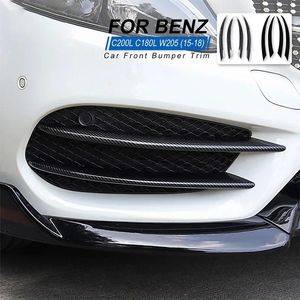 Delar bil kolfiber mönster främre stötfångare läpp abs spiler spoiler för Mercedes Benz C Class W205 C180 C200 C220 C250 C300 C350 C400