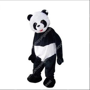 Professionell Panda Mascot Costume Cartoon Character Outfits Halloween Christmas Fancy Party Dress Adult Size Födelsedräkt