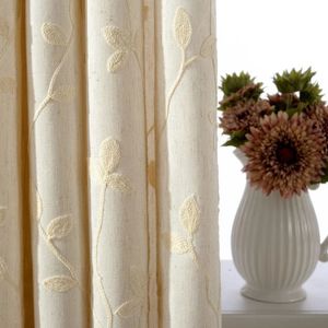 High Grade American Style Rural Solid Color Cotton Linen Embroidered Curtain Customized Living Room Bedroom Bay Window 240115