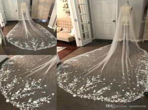 2020 White Ivory Cathedral Length Top Lace Appliced ​​3m Long Bridal Wedding Veils With Comb77213375794035