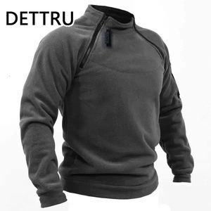 Brand High Quality Winter Mens Military Sweatshirt Fleece Zipper Pullover Solid Color Loose Lamb Thick Clothing Streetwear 240115