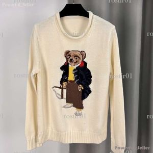 RL Bear's Women's Sweters Kobieta okrągła szyja i SWEATER W SWEATER KLASYCZNY KLASYKA Moda RL Mały haft haftowy Laurens Button 4871