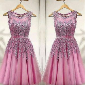 Pink Short Party Dress Lace Appliques Beads Homecoming Dresses 2024 Mini Party Gowns Cheap Prom Cocktail Formal Wear Vestidos