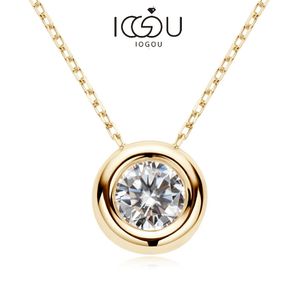 IOGOU Echt D VVS1 Halsketten 6,5mm Runde Anhänger für Frauen 100% Silber 925 Gelbgold Farbe Edlen Schmuck Großhandel240115