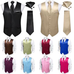 Men's Vests Solid Satin Suit Vest Tie Set Black White Blue Red Wedding Tuxedo Business Waistcoats Luxury Prom Social Sleeveless Jacket