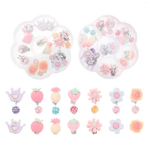 Stud Earrings 14 Pairs Kids Ear Clip Set Cartoon Kit Anti-allergy Clip-on Adorable Studs For Wearing