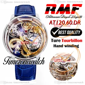 RMF AT120.60.dr astronomia Tourbillon Mechanical Mens Watch 3D Art Gold Dragon Celestial Body Dial Alligator Leather Strap Super Edition Watches TimeZoneWatch A06C