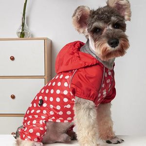 Hundkläder husdjur regnrock kläder utomhus huva jumpsuit hundar vattentät jacka polka dot regnrock för katter kläder leveranser