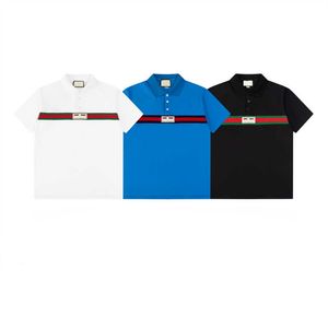 Neues Designer-Poloshirt für Herren in Schwarz und Weiß, bestickte Buchstaben, reine Baumwolle, atmungsaktiv, knitterfrei, Ball, Slim-Fit, kommerziell, Super Large 3XL