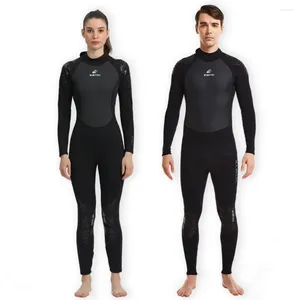 Kvinnors badkläder 3mm neopren Wetsuit en stycke långärmad varma mäns snorkling surfing baddräkt solskyddsmedel vattensporter svart