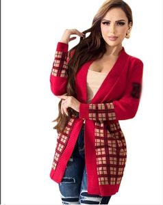 2024 Nowe dziewczęta wiosenne kobiety luksusowe swetry designerskie jesienne drukowane dzianinowe kardigan z długim rękawem Sweter czerwony kurtka dla kobiety