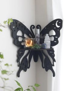 Prateleira de parede de cristal, borboleta de madeira, traça de lótus, suporte de pedra de cristal, prateleira de exibição de parede, boho, decoração de casa, quarto 240113