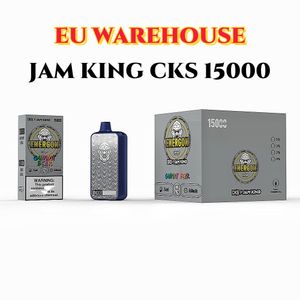 Armazém da UE vape descartável 15000 puff Jam King CKS ENERGON 15k randm 24ml E Juice 12000 puff E Cigarette Screen Display 2% 3% 5% Bobina de malha recarregável 650mAh Bateria